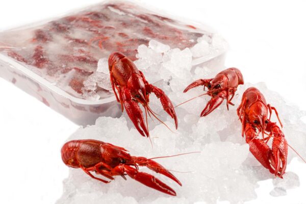 Cooked and frozen crayfish